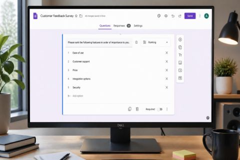 Interface Google Forms avec question de classement par ordre de préférence