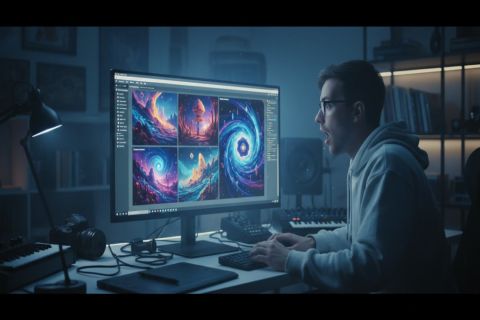 Illustration générée par intelligence artificielle Midjourney, art numérique créatif et coloré