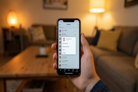 Application Snapchat sur smartphone avec liste d'amis et option de suppression